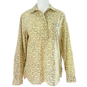 GAP Floral 100% Cotton Popover Collared Shirt Butter Yellow Black M